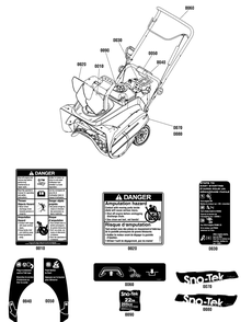 Decals Group Diagram and Parts List for 1696306-00-938022 2012 Briggs and Stratton Snow Blower